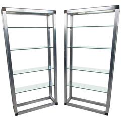 Pair of Mid-Century Etageres, Vintage Aluminum Display Shelf