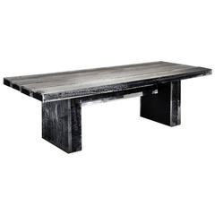 Ice Burnt Table with Burnt Timber in Crystalline Acrylic
