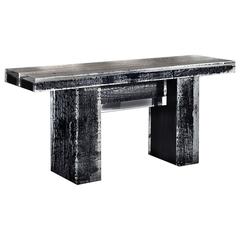 Ice Burnt Console Table with Burnt Timber in Crystalline Acrylic 11