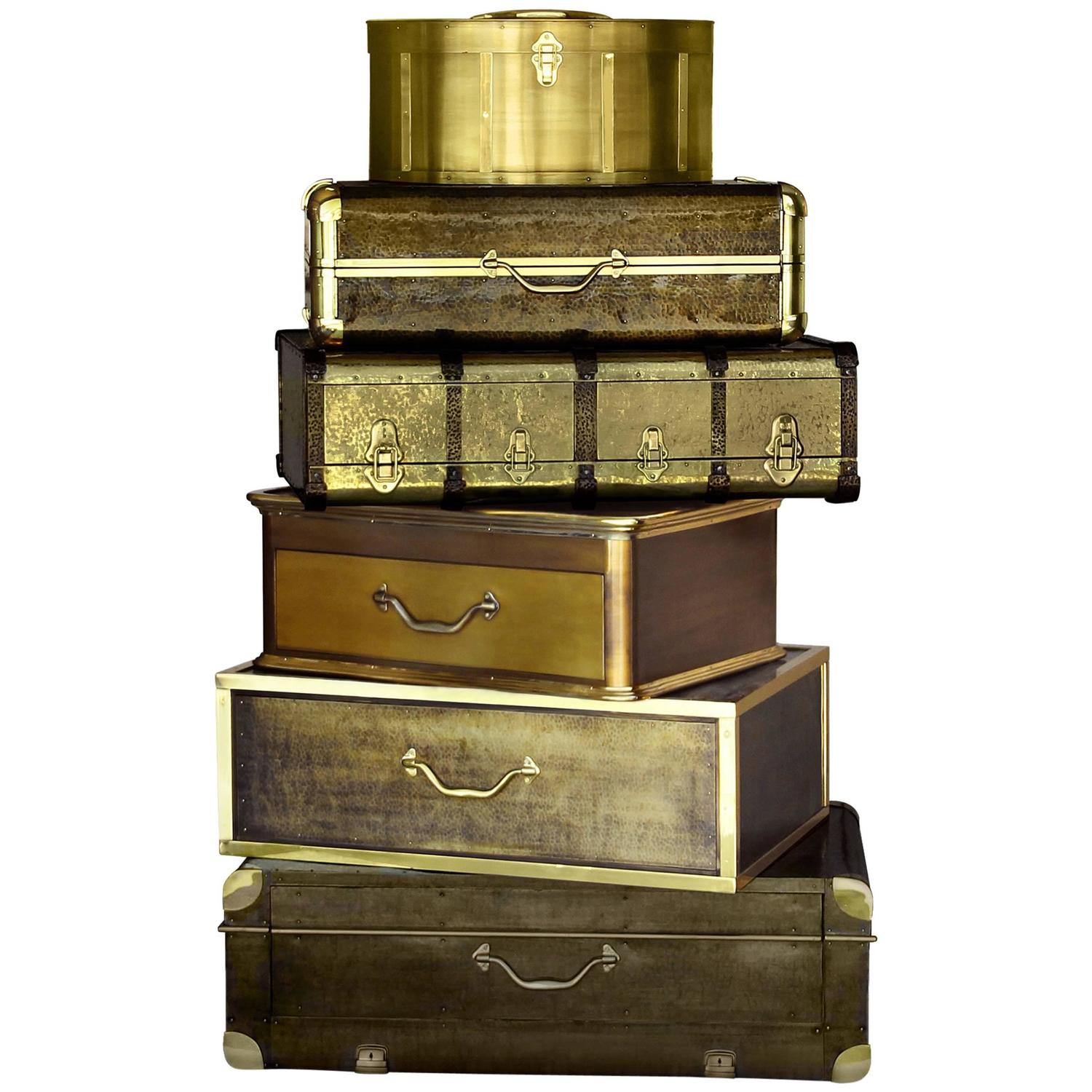 Vintage Golded Jewelry Safe Brushed Gold Brass For Sale at 1stdibs