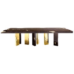 Majestic Dinning Table in Mahogany and Polished Brass