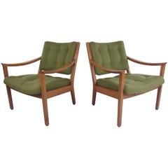 Pair of Vintage Tufted Lounge Chairs by Gunlocke