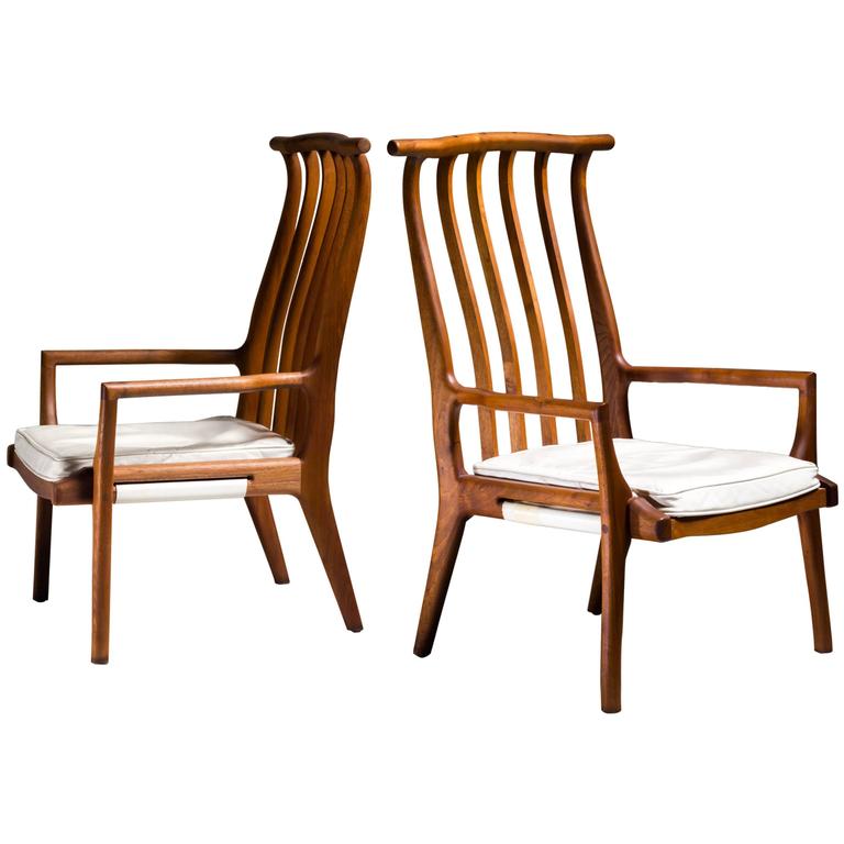 Richard Harrison Pair Of Walnut Studio Lounge Chairs Usa For Richard Harrison Pair Of Walnut Studio Lounge Chairs Usa For