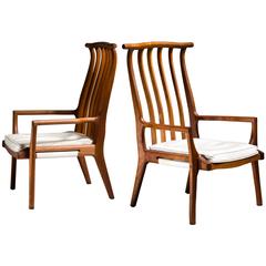 Richard Harrison Pair of Walnut Studio Lounge Chairs, USA 9