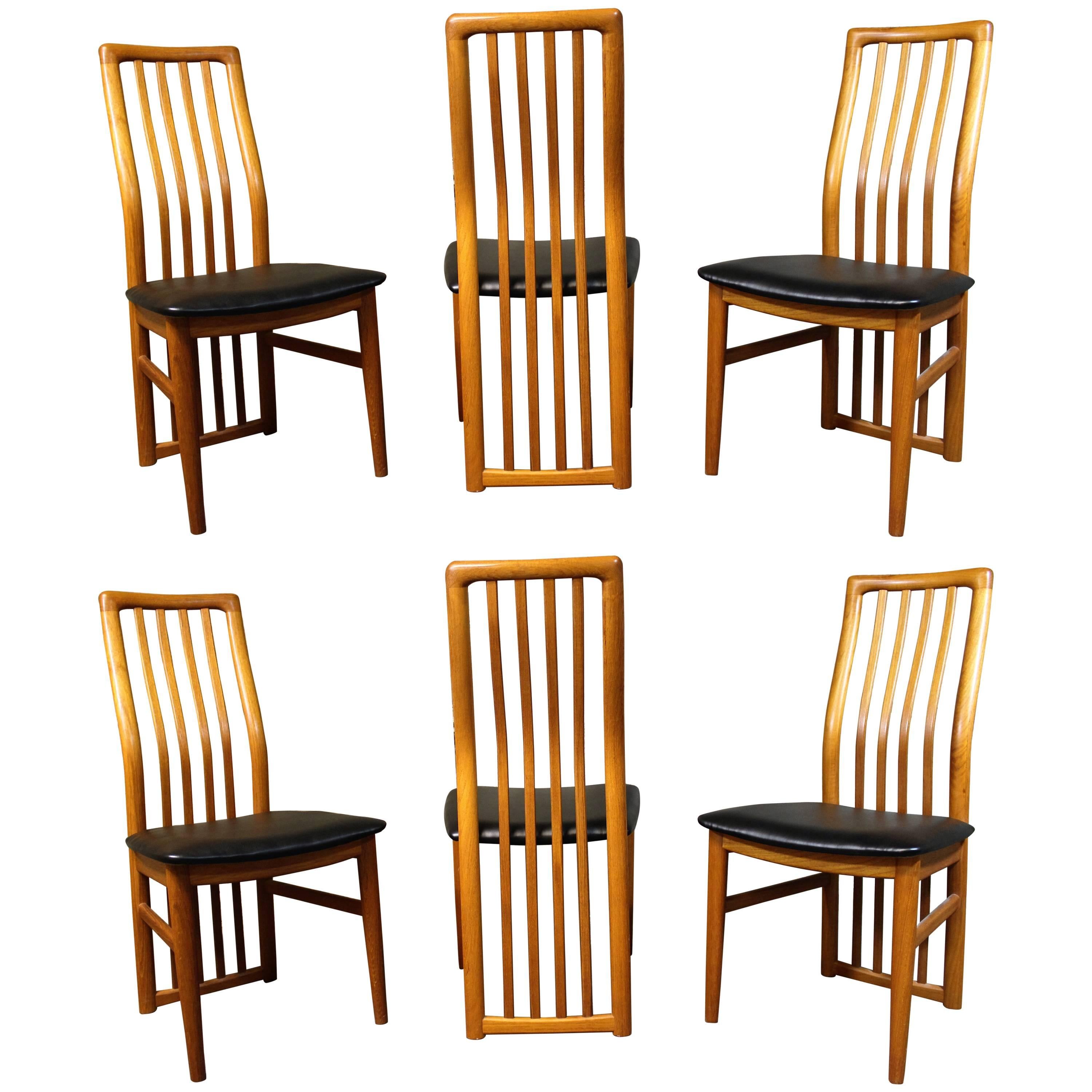 Six Kai Kristiansen Teak Dining Room Chairs for Schou Andersen, Danish Modern