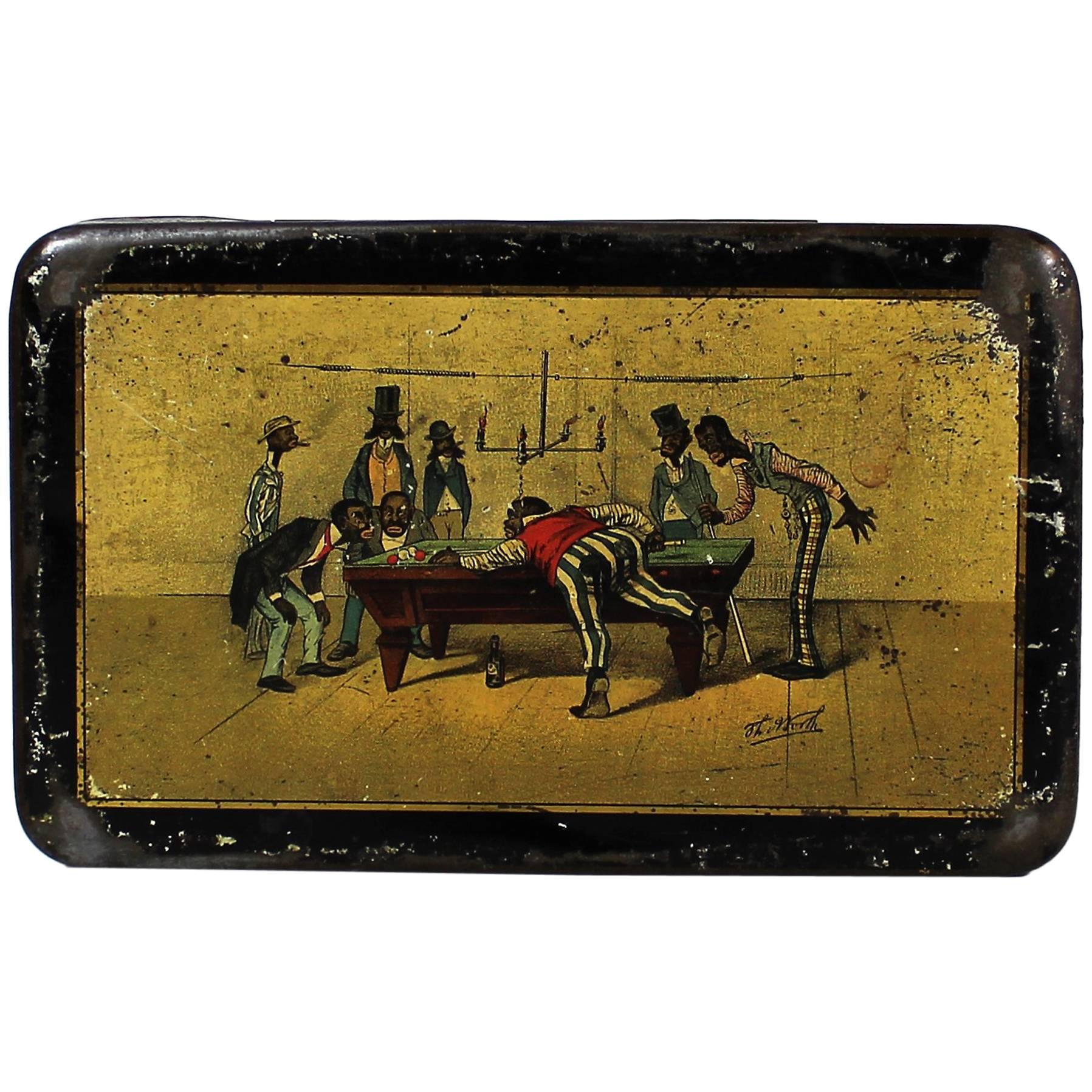 Black Americana Lithographed Tin Box with Works from Theodore Worth
