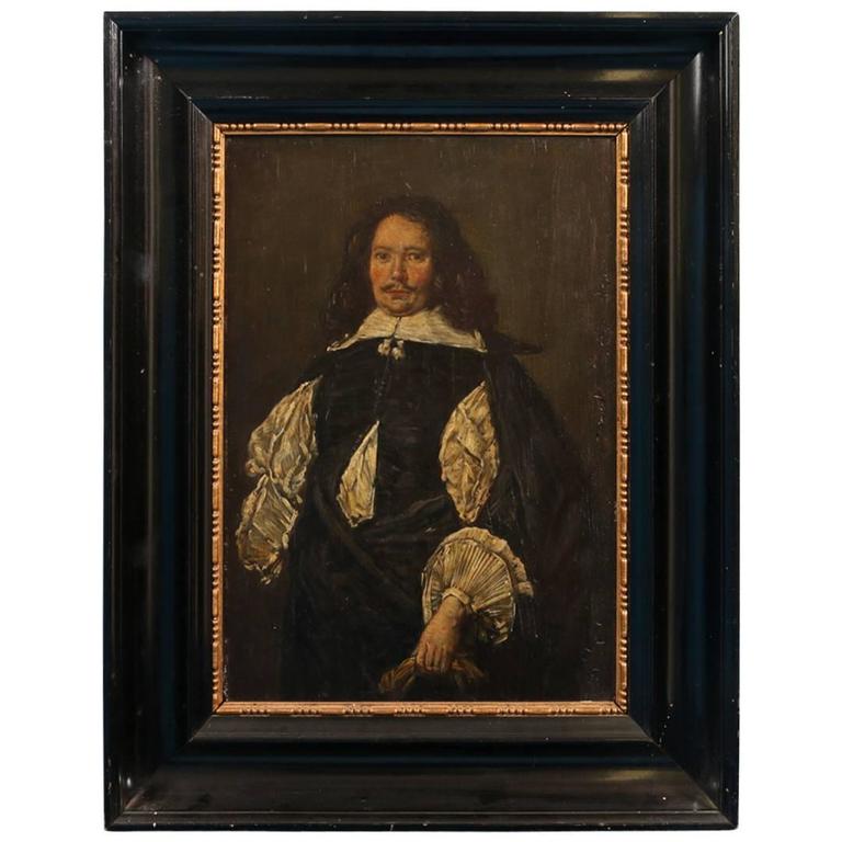 Antique Paintng on Wood Panel, Portrait of a Dutch Gentleman For Sale