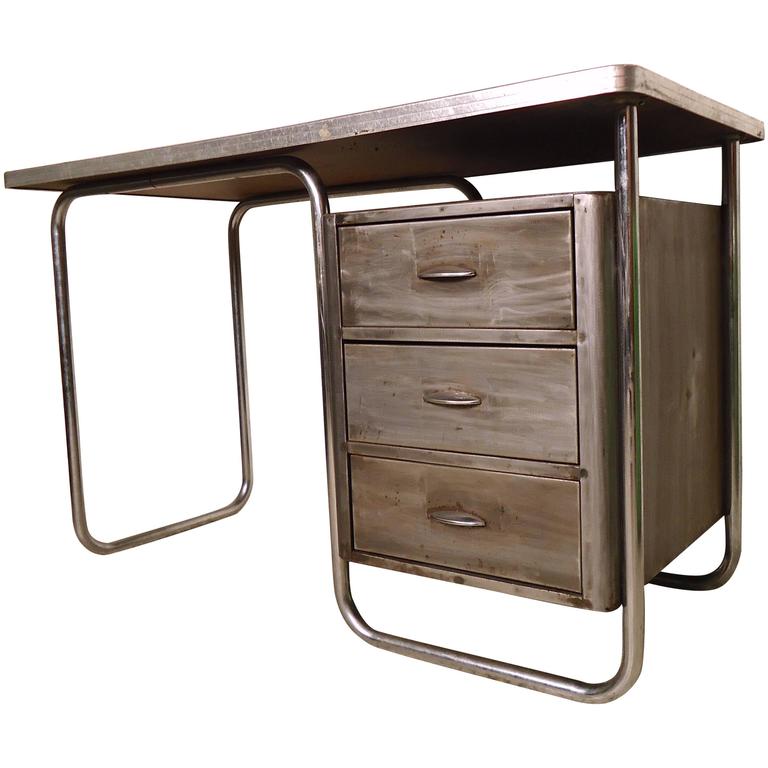 Refinished Vintage Metal Desk at 1stDibs