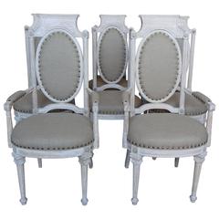 Set of Eight Italian Neoclassical Style Dining Chairs 6