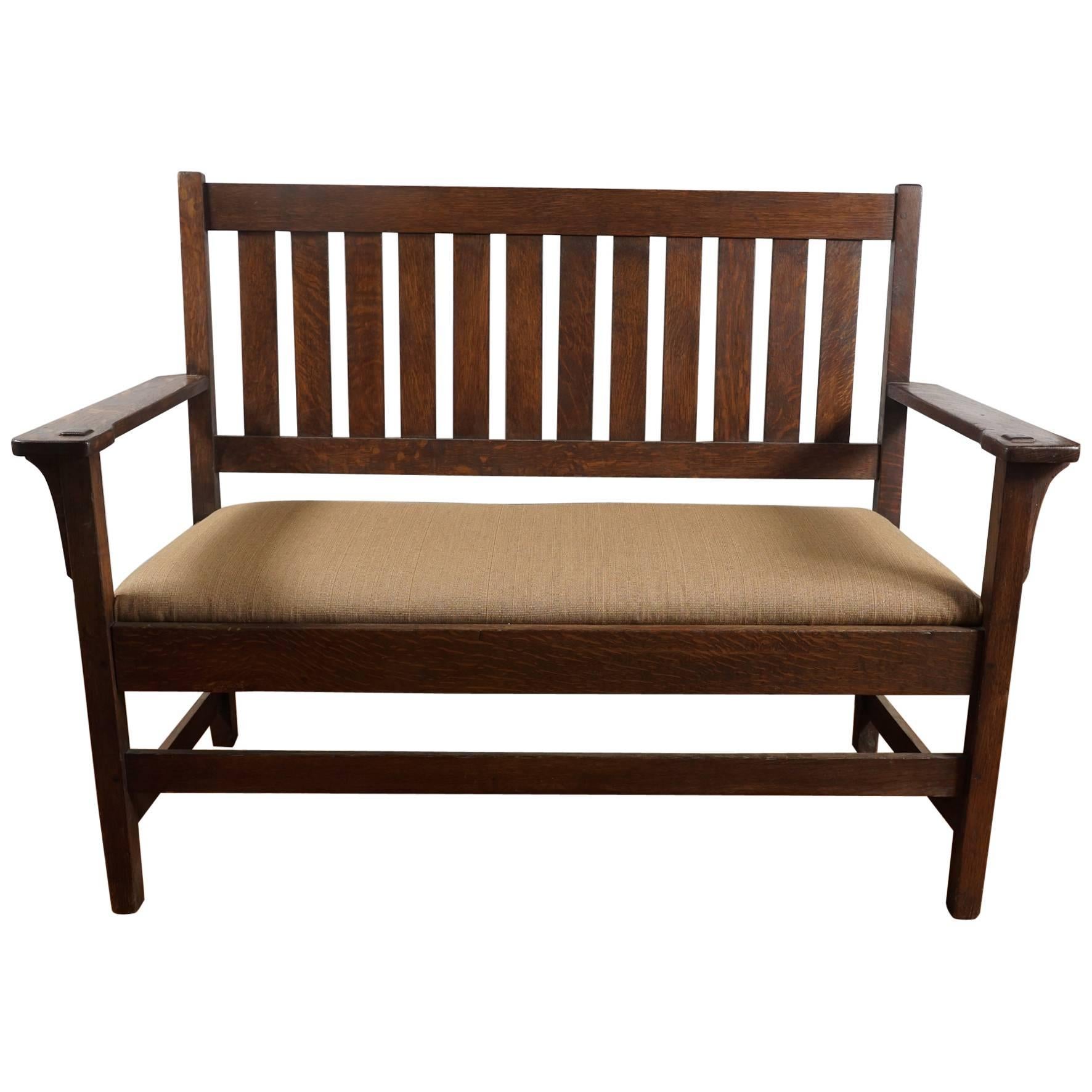 Gustav Stickley Oak Settee For Sale