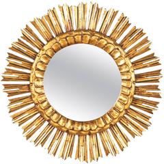 Mid-Century French Giltwood Sunburst Mirror
