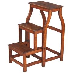 Country French Pine Folding Step Stool, Early 1900s