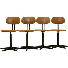 Industrial Plywood Swivel Chairs, Netherlands, 1960s 3