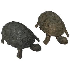 Pair of Mid-Century Italian Brass Turtle Boxes