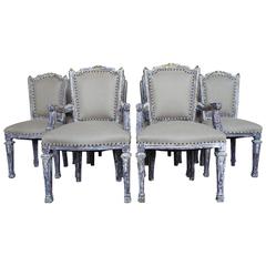Antique Set of Ten French Louis XVI Style Dining Chairs