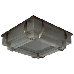 A Fine French Art Deco Two-Tier Square Flush Mount by Jean Perzel