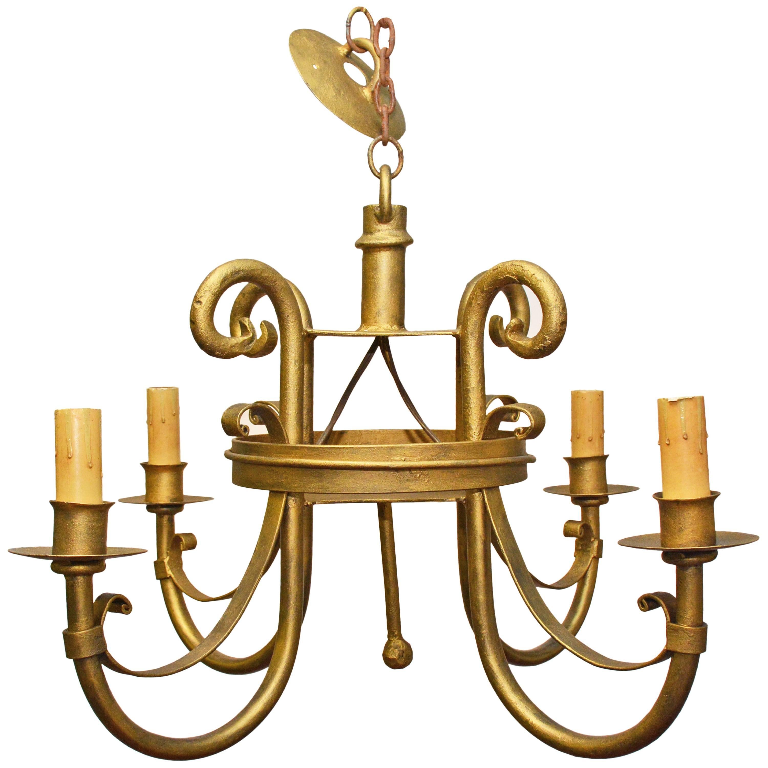 Spanish Renaissance Style Gilt Metal Chandelier