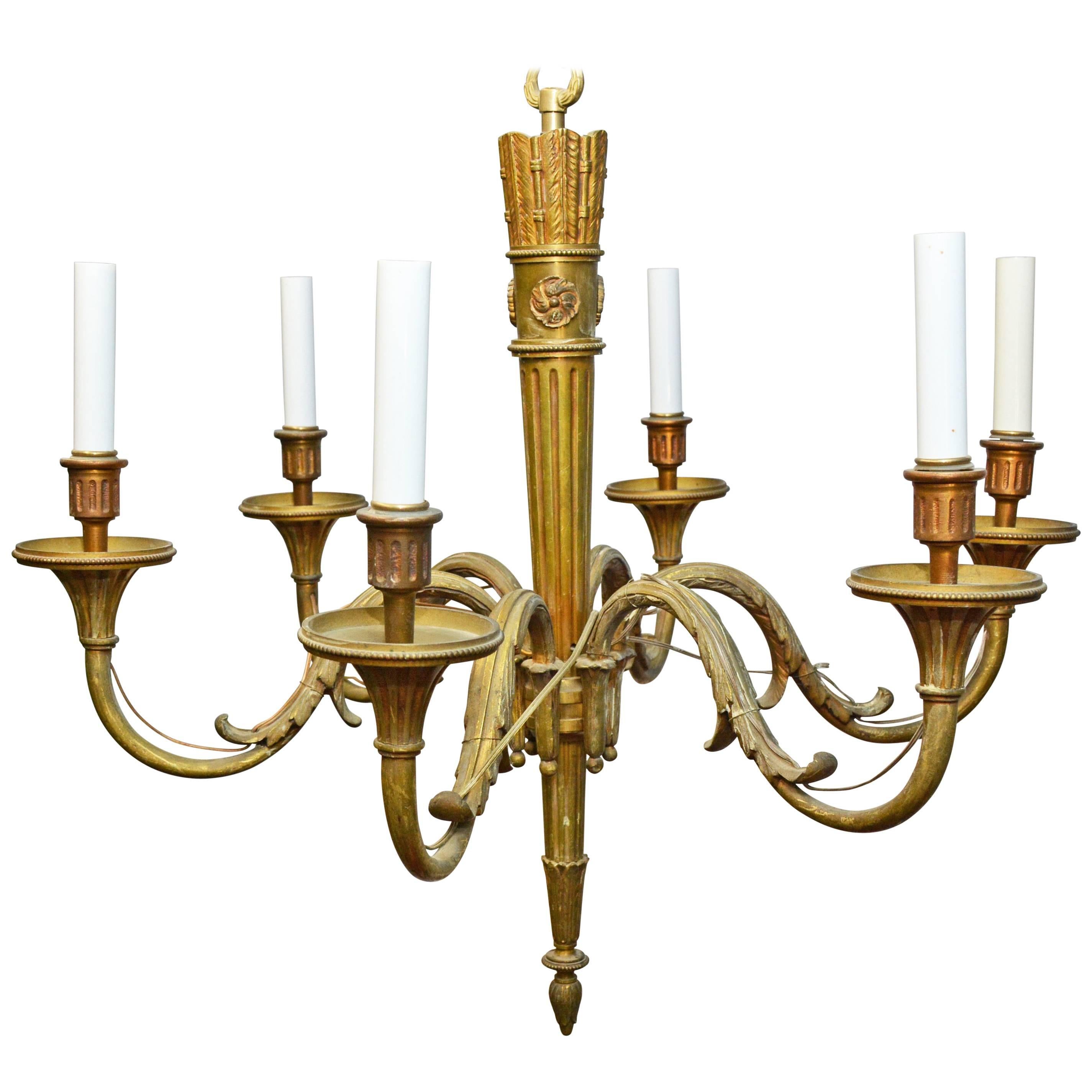 19th Century French Louis XVI Style Six-Arm Chandelier