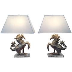 Vintage Pair of Foo Dog Table Lamps