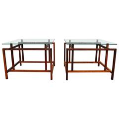 Pair of Rosewood Architectural Side Tables by Henning Norgaard for Komfort
