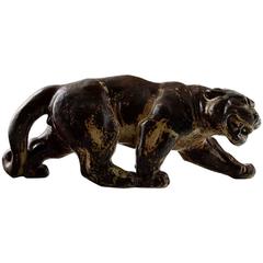 Knud Kyhn a Royal Copenhagen Stoneware Large Figure of a Panther