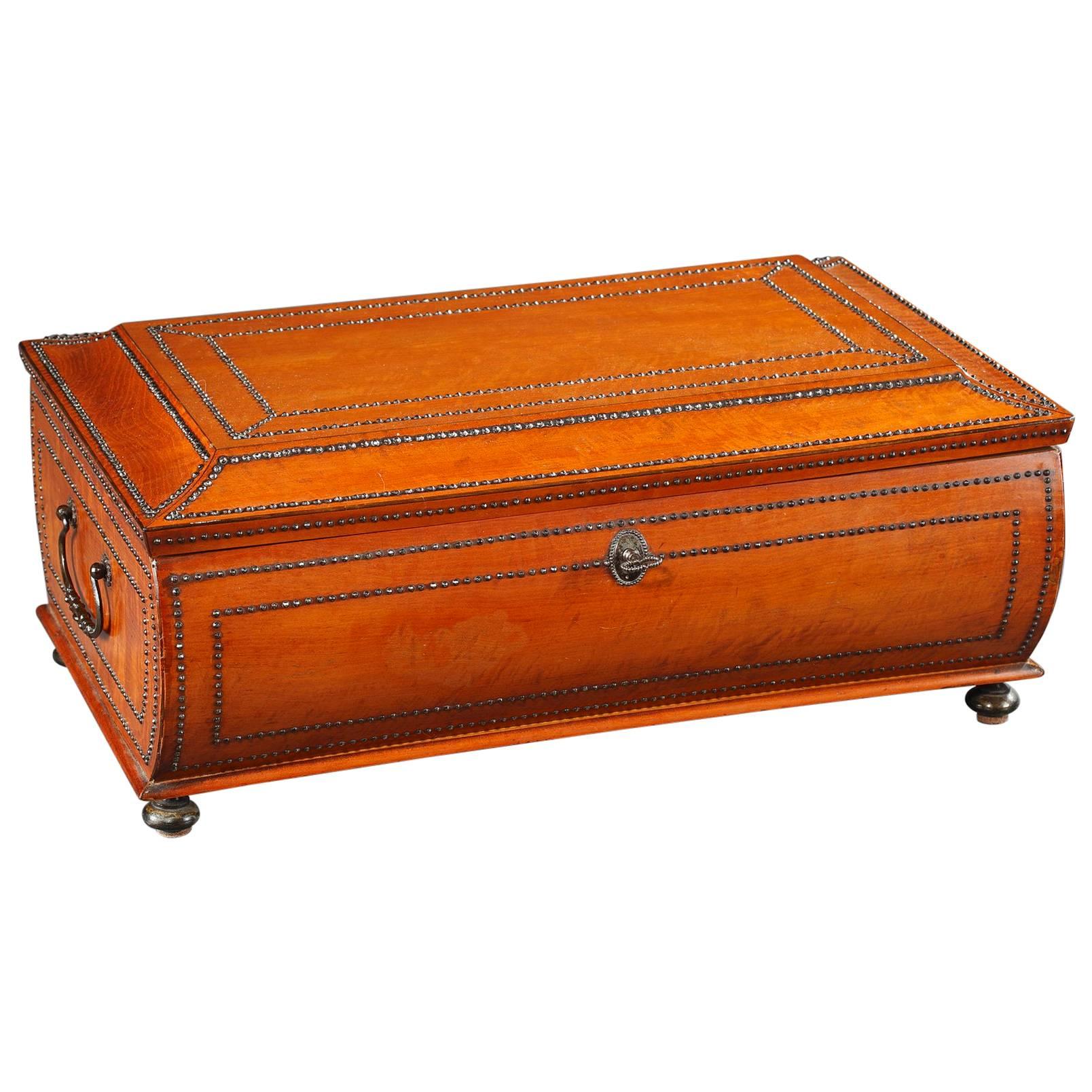 Large Charles X Wood Burr Veneer Shawl Box, 19th Century