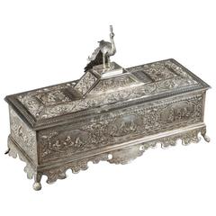 Antique English Silver Keepsake Box Destined for the Far East, 19th Century