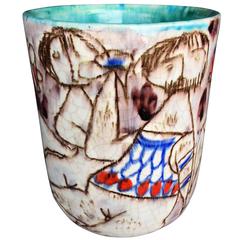 Vintage Italy  "Erotica" Vessel Studio Ceramic 1950 Picasso Fantoni Gambone  