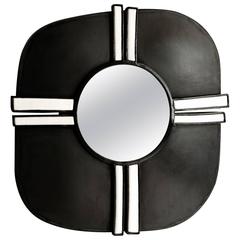 Black Steel and White Ceramic Contemporain Mirror 12