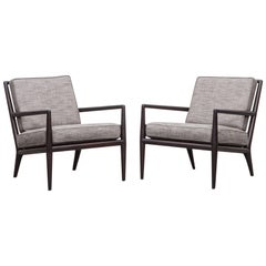 Pair of T. H. Robsjohn-Gibbings Lounge Chairs, NEW UPHOLSTERY 