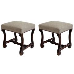 Os D' Mouton Pair Upholstered Foot Stools, France, 19th Century