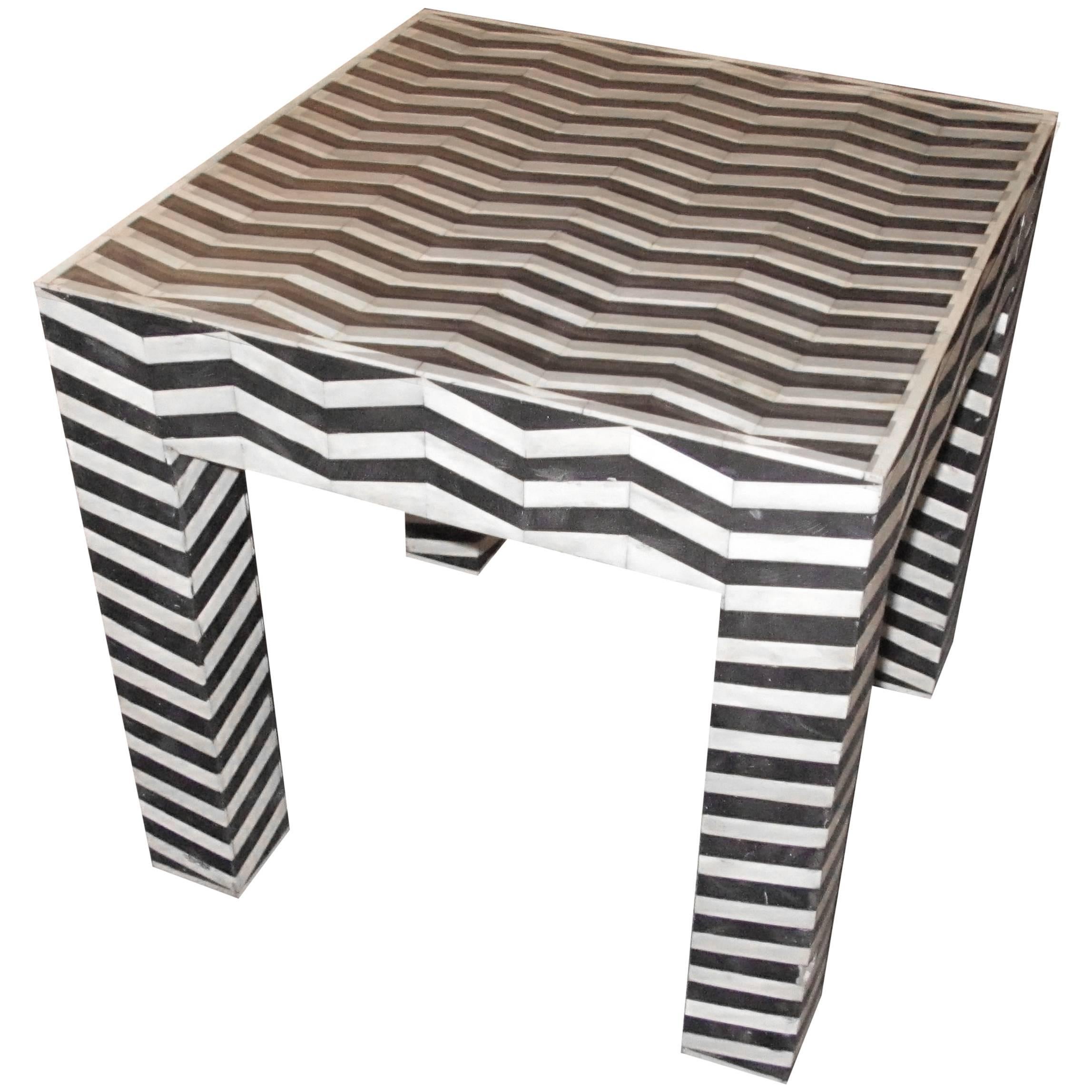 Black and White Square Side Table, Indonesia, Contemporary
