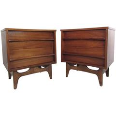 Pair of Vintage Modern Walnut Nightstands