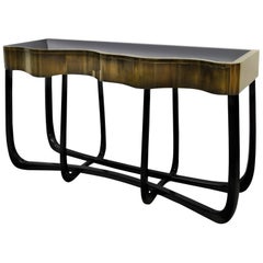 Curvy Console Table in Patinated Brass