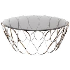Waterflor Coffee Table with Smoked Glass Top and Stainless Steel Structure 2