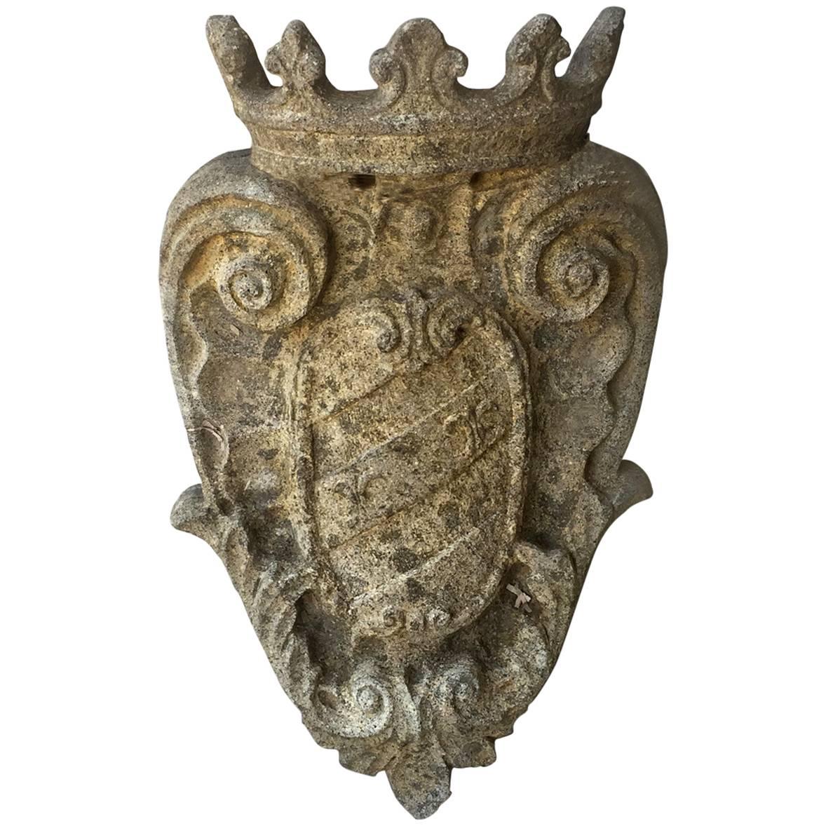 Antique Louis XVI Stone Element from Umbria with Intricate Carvings, circa 1780
