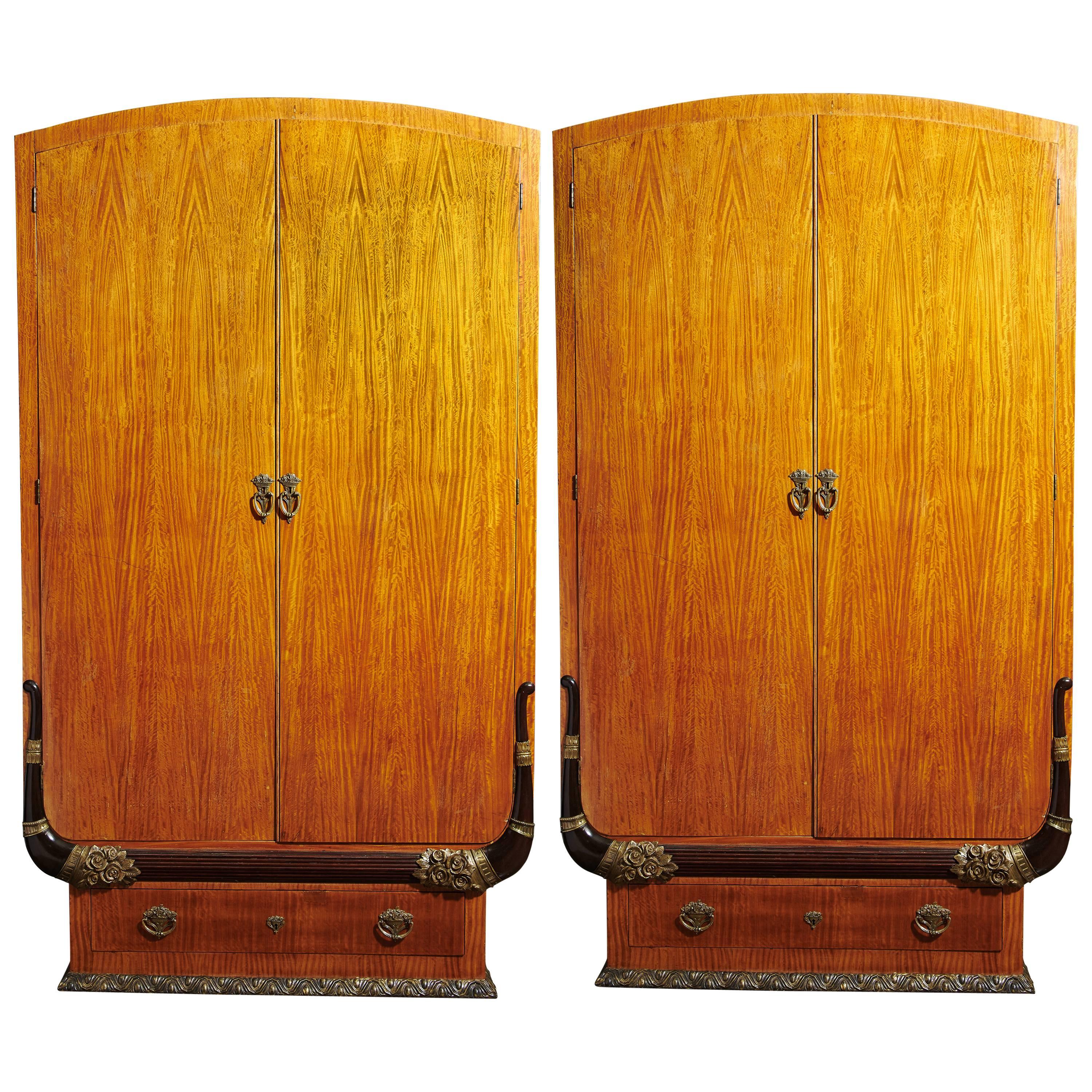 Pair of Art Deco Cabinets or Armoires in the Manner of Sue et Mare