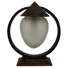 Sculptural Art Deco 1930s Table Lamp With Frosted Glass Shade