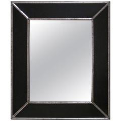19th Century French Black Mirror with Silver Trim 4