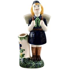 Vintage Rare Aluminia, Denmark, Child Figure - Blue Scout Girl, Figure in Earthenware