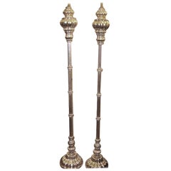 Pair of Silver Plated Floor Lamps