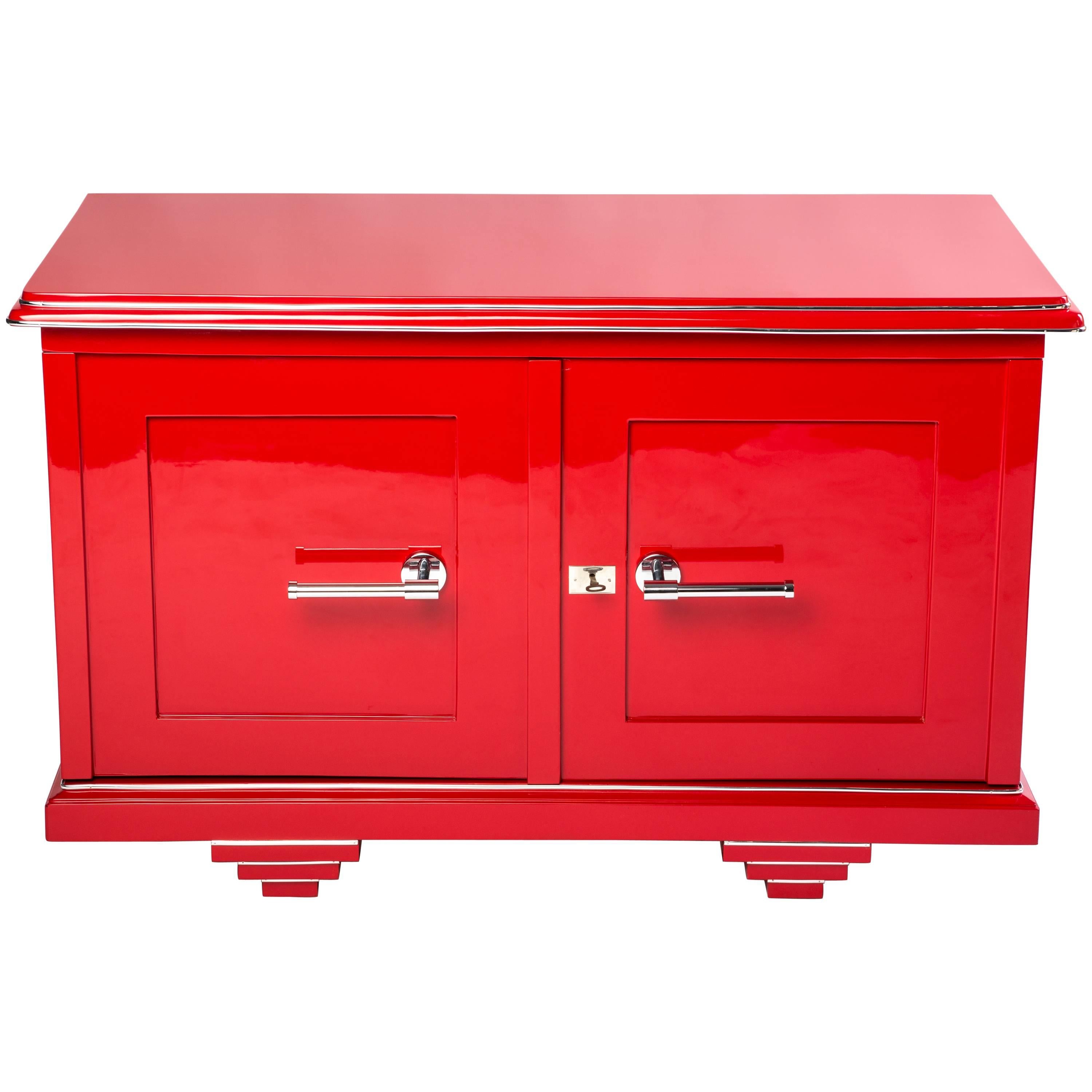 Chic Art Deco Sideboard In Cherry Red And Black Interior Chic Art Deco Sideboard In Cherry Red And Black Interior
