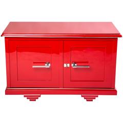 Chic Art Deco Sideboard in Cherry Red and Black Interior 10