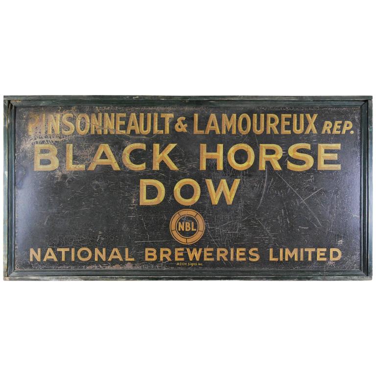 1930 Original Folk Art Black Horse Beer Advertising Sign ...