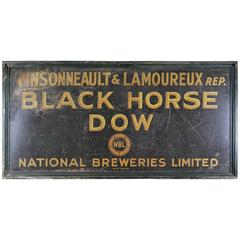 1930 Original Folk Art Black Horse Beer Advertising Sign