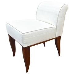 Alfred Porteneuve Stamped Extremely Refined Vanity Chair Covered in Raw Silk 12