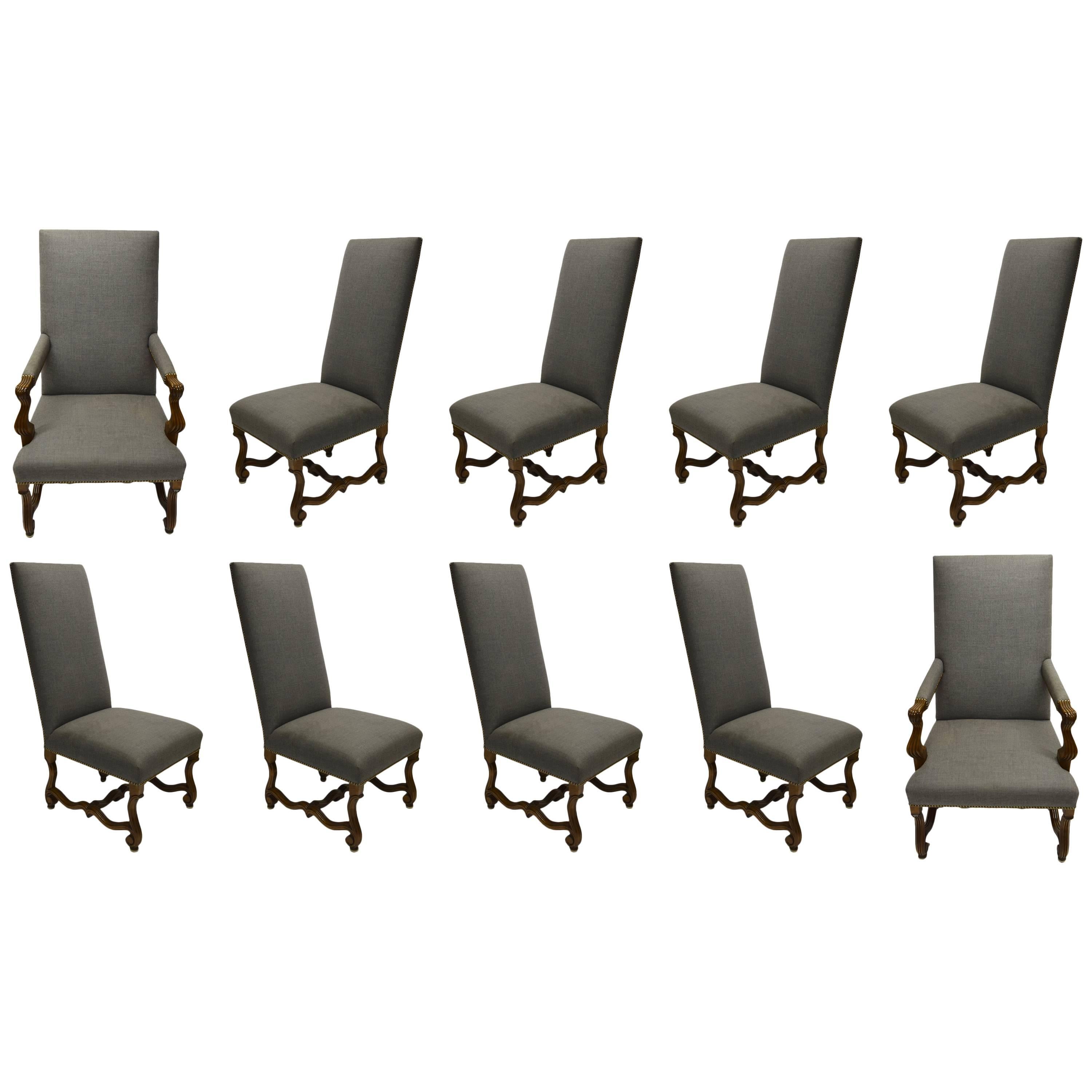 Ten High Back Dining Chairs in Mahogany, USA, Early 2000s