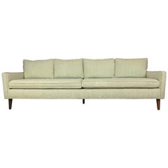 Mid-Century Celery Wool Boucle and Walnut Sofa and Chair Set