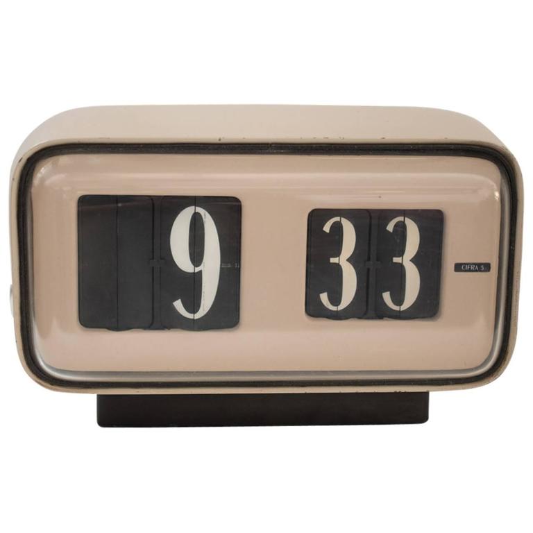 Cifra 6 Palette Clock by Gino Valle for Solari, Udine, 1960s