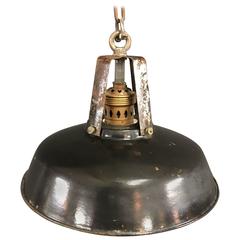 Antique Industrial Factory Pendant Light, Enamel and Metal
